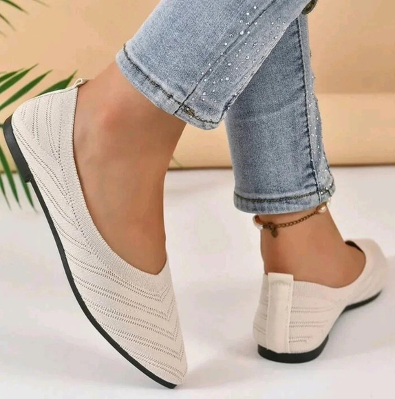 Women Chevron Pattern Point Toe Ballet Flats, Fashion Outdoor Flats - Picture 3 of 7